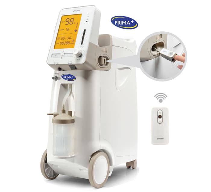 CONCENTRATEURS D’OXYGENE AVEC NEBULISEUR OXYMETRE INTEGRE – 3L/MIN SÉRIE PRIMA+ — vue 1