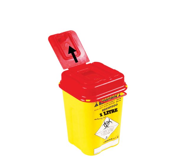 CONTENEUR EN PLASTIQUE POUR OBJETS TRANCHANTS - 1LT - medchariot