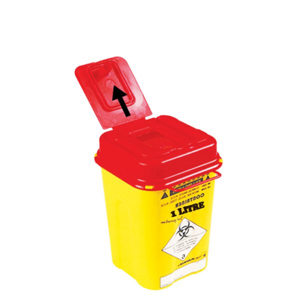 CONTENEUR EN PLASTIQUE POUR OBJETS TRANCHANTS - 1LT - medchariot