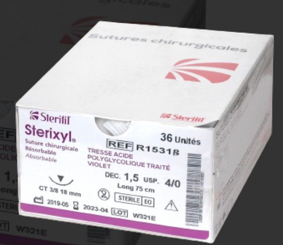 Fil chirurgical résorbable synthétique tressé STERIXYL /VICRYL